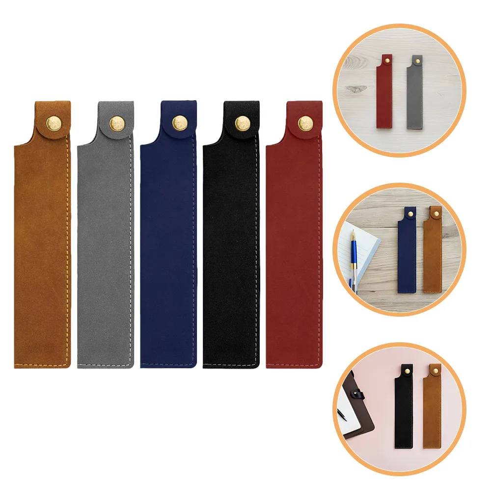 

Набор из 5 винтажных водонепроницаемых чехлов для ручек из искусственной кожи в стиле ретро для мужчин, женщин, студентов, офиса, для шариковых ручек и карандашей