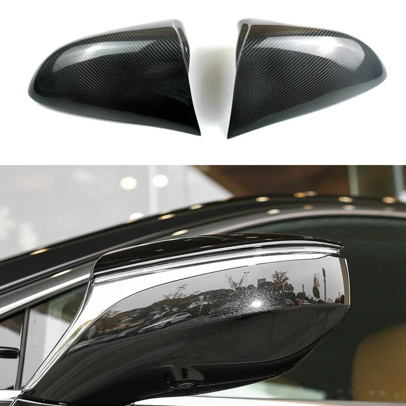 Rear View Mirror Cover Cap Case Trim Horn Style Carbon Fiber Glossy Black Wing For Lexus Is GS ES RC RCF Right Rudder