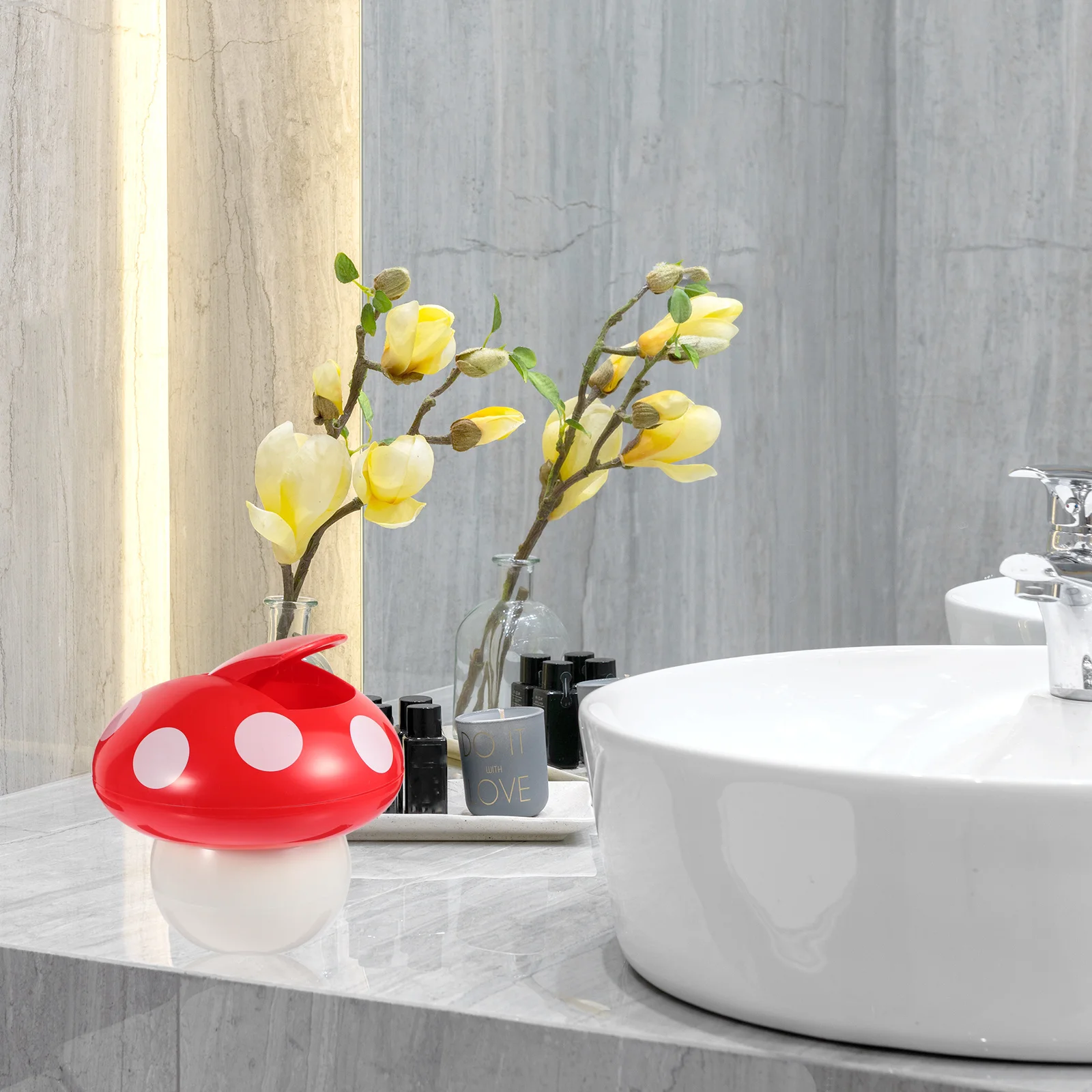 

Mushroom Decorative Trash Can Small Desktop Garbage Container For Office Home Room Tabletop Waste Bin Mini Rubbish