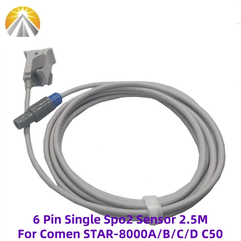 6 Pin Single Slot SPO2 Sensor Reusable For Comen STAR-8000A/B/C/D/H STAR-5000B/C C50 2.5 Meter SAO2 Heart Rate Probe Multi Uses
