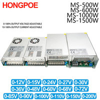 Adjustable 500W 600W 1000W 1500W Power Supply 0-12V 15V 24V 36V 48V 60V 72V 85V 90V 110V 150V 200V 110/220V Ac To Dc Smps