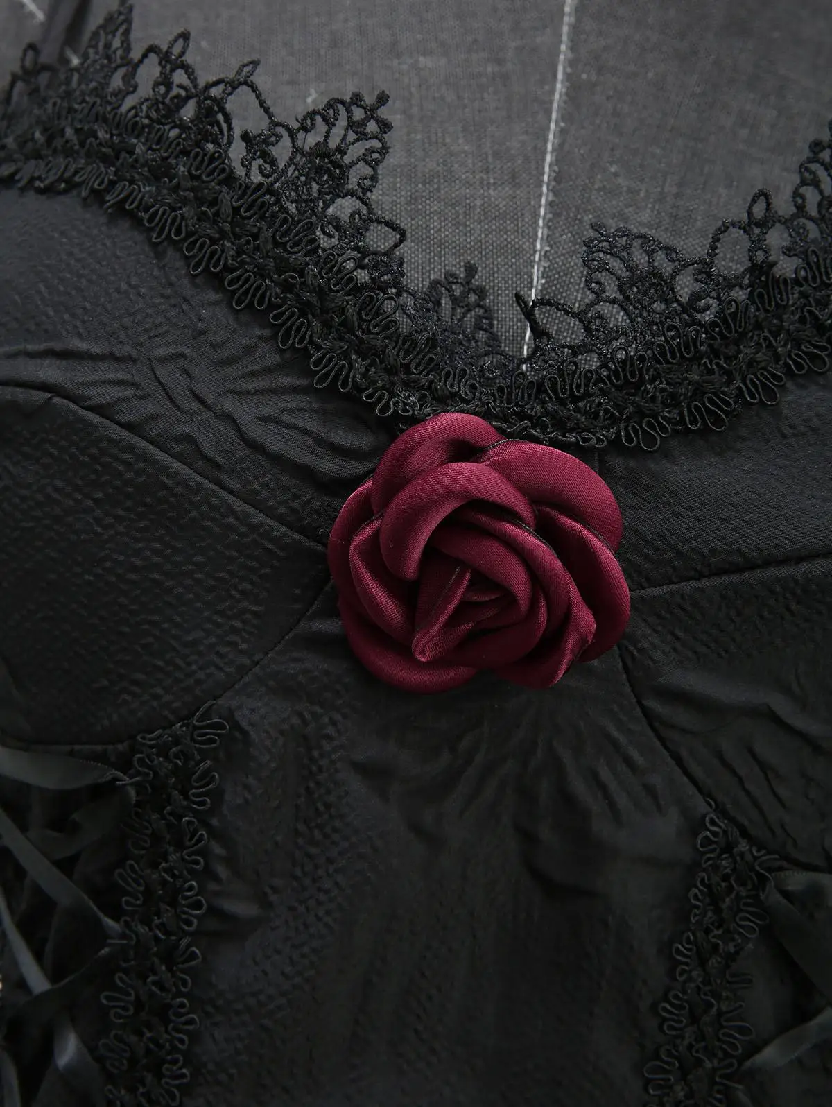 Abiti Cami con lacci gotici Mini abito estivo con tracolla regolabile in rilievo con dettagli in pizzo elegante rosa nera