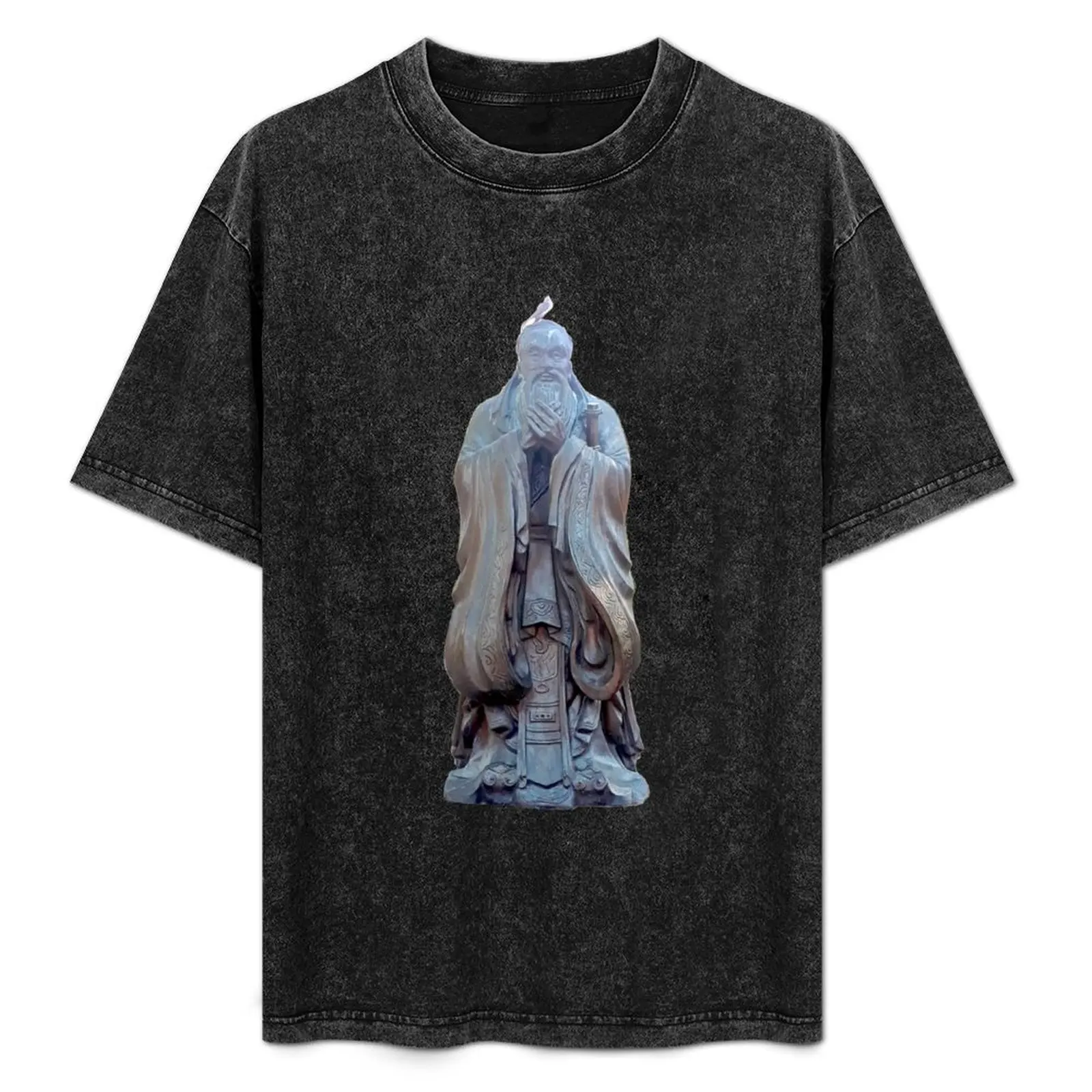 Bird on Confucius Statue T-Shirt animal prinfor boys summer top custom t shirt funny t shirts for men