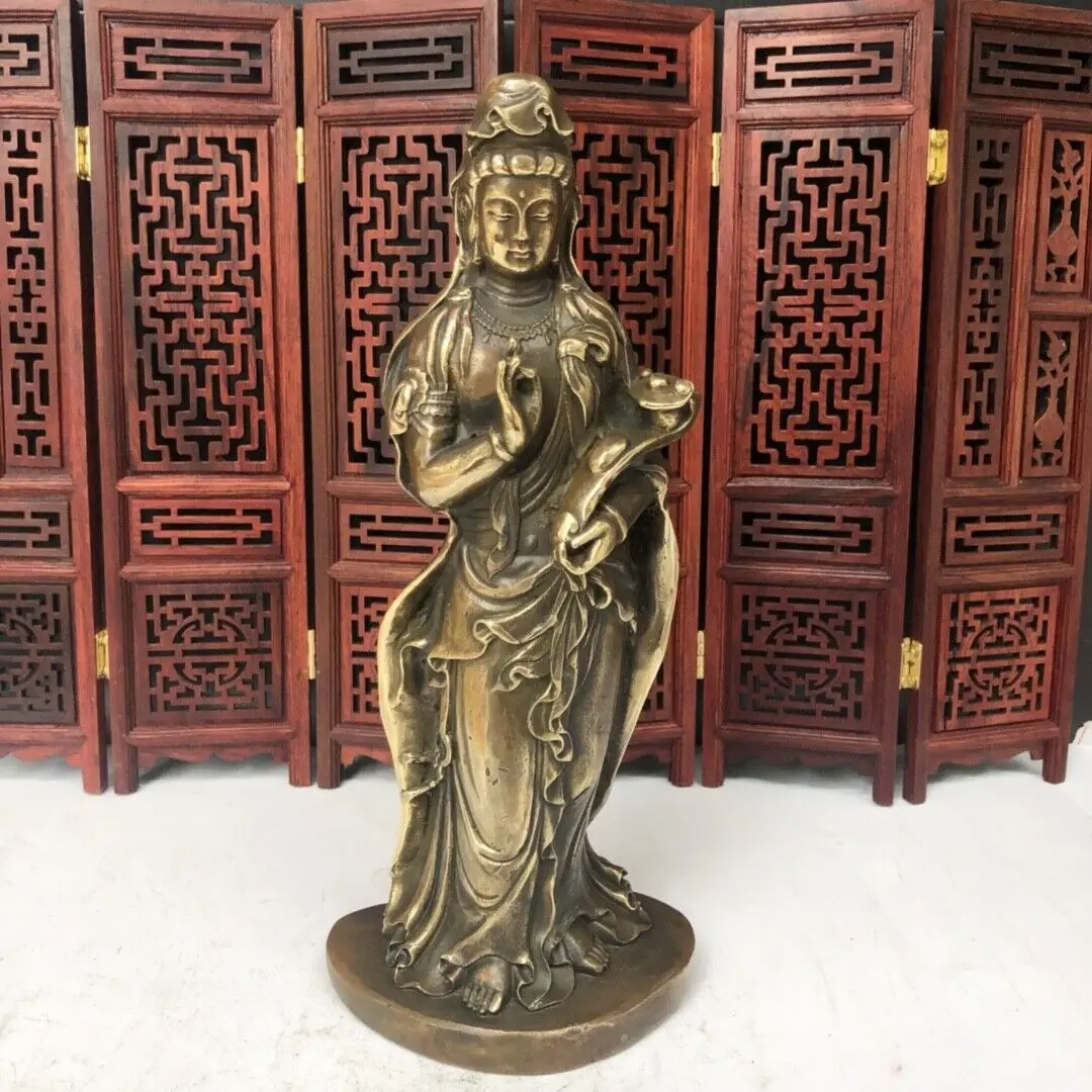 

Декор fengshui 8,6 дюймов, медная бронза, резные статуэтки Гуаньинь