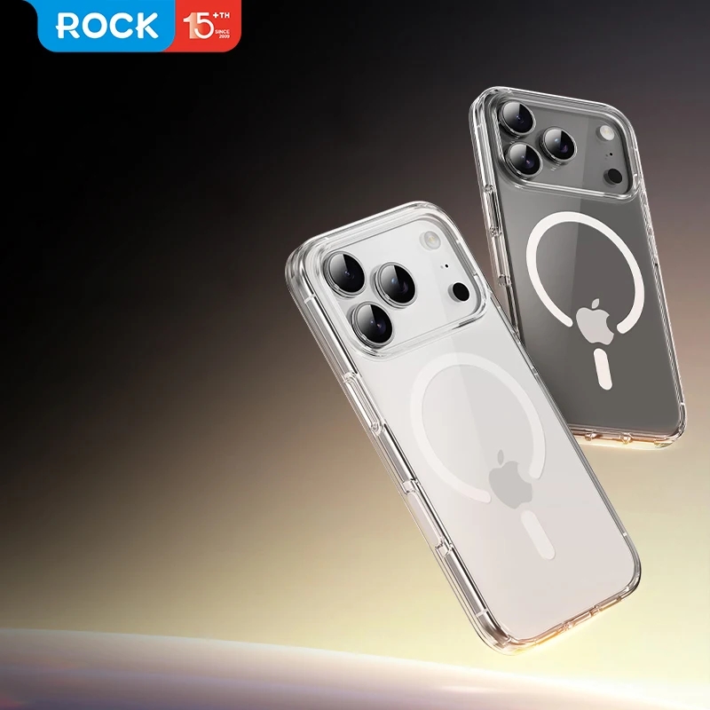 For iPhone 17 Pro Max 17 Pro Case Rock Magnetic Crystal Clear PC+TPU Anti-Scratch Transparent Cover For Magsafe for iPhone17