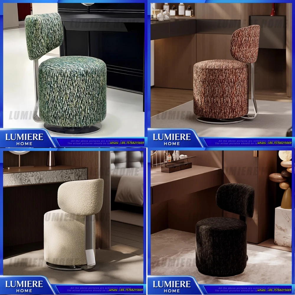 

Скандинавский минималистичный вращающийся стул-табурет для туалетного столика, современный креативный пуфик для спальни