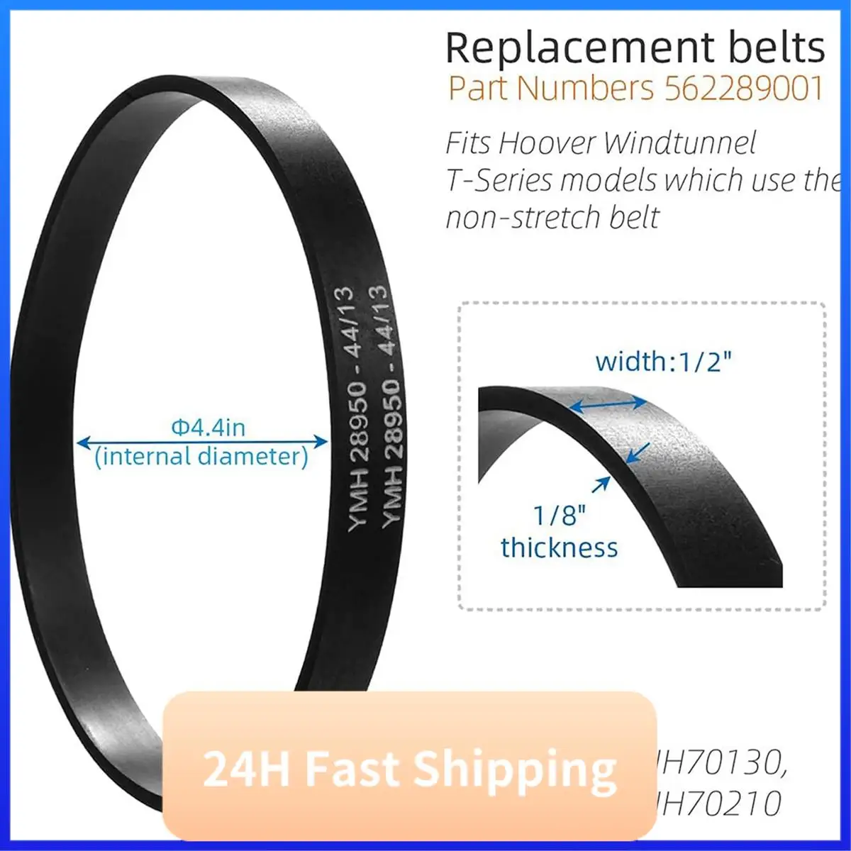 【HIGH GRADE】4Pack 562289001 Vacuum Transmission Belts Replacement For Hoover UH70200,UH70130,UH70205,UH70210,UH71214,UH70900,UH7