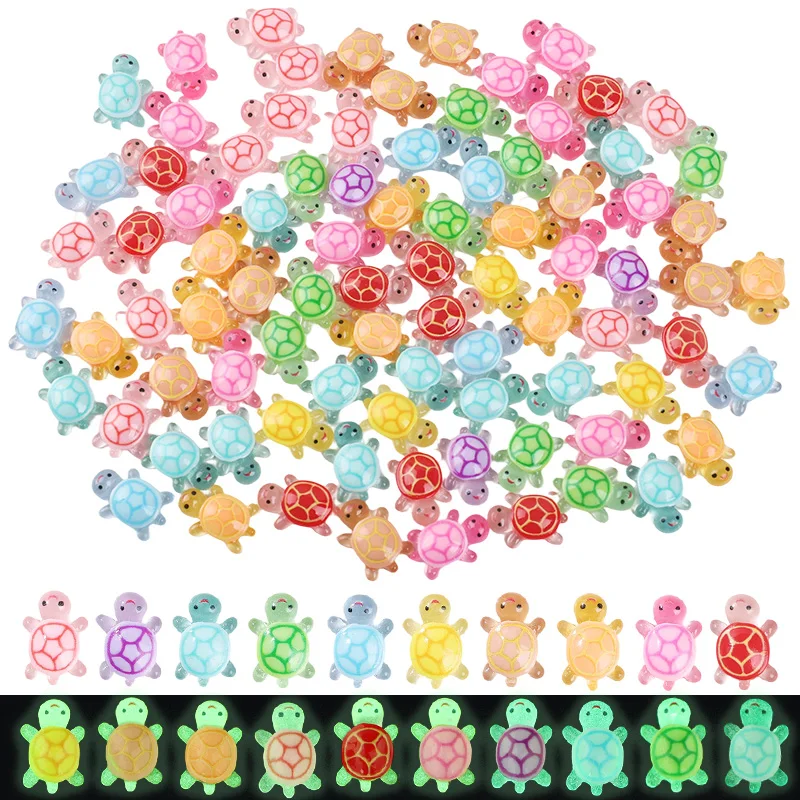 

50pcs Random Luminous Resin Turtle Glow-in-the-Dark Mini Tortoise DIY Micro Landscape Ornaments Home Decor Scrapbooking Supplies