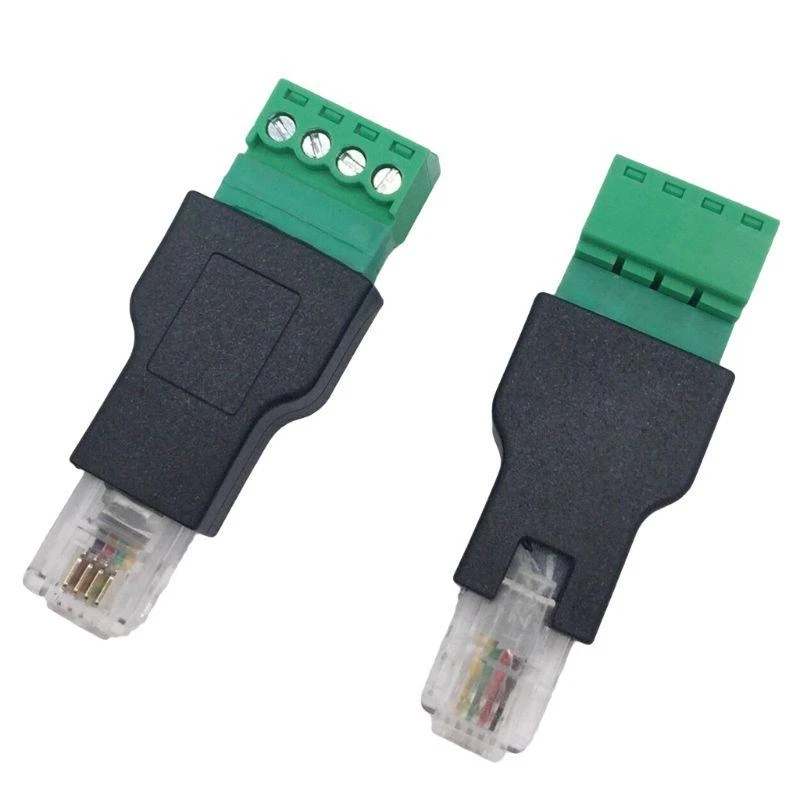 

Terminal Adaptor Ethernet Connector RJ11 4P 4C Male to 4 Pin Terminal Connector