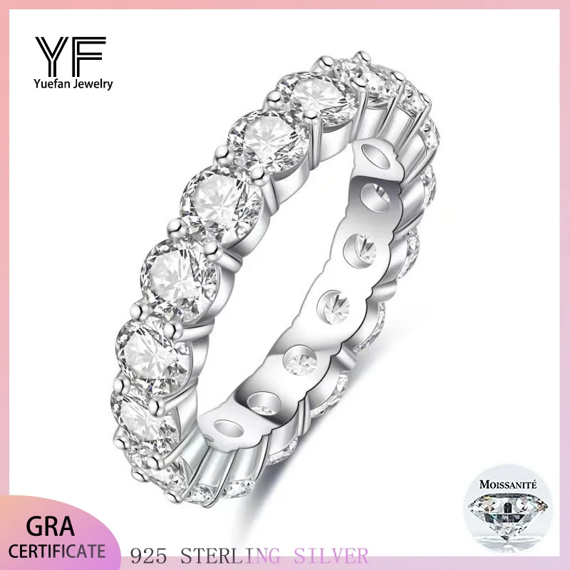 

Full Moissanite Ring For Women Sparkling Wedding Party S925 Sterling Silver Plated 18K Jewelry Classic Rings D Color VVS1 GRA