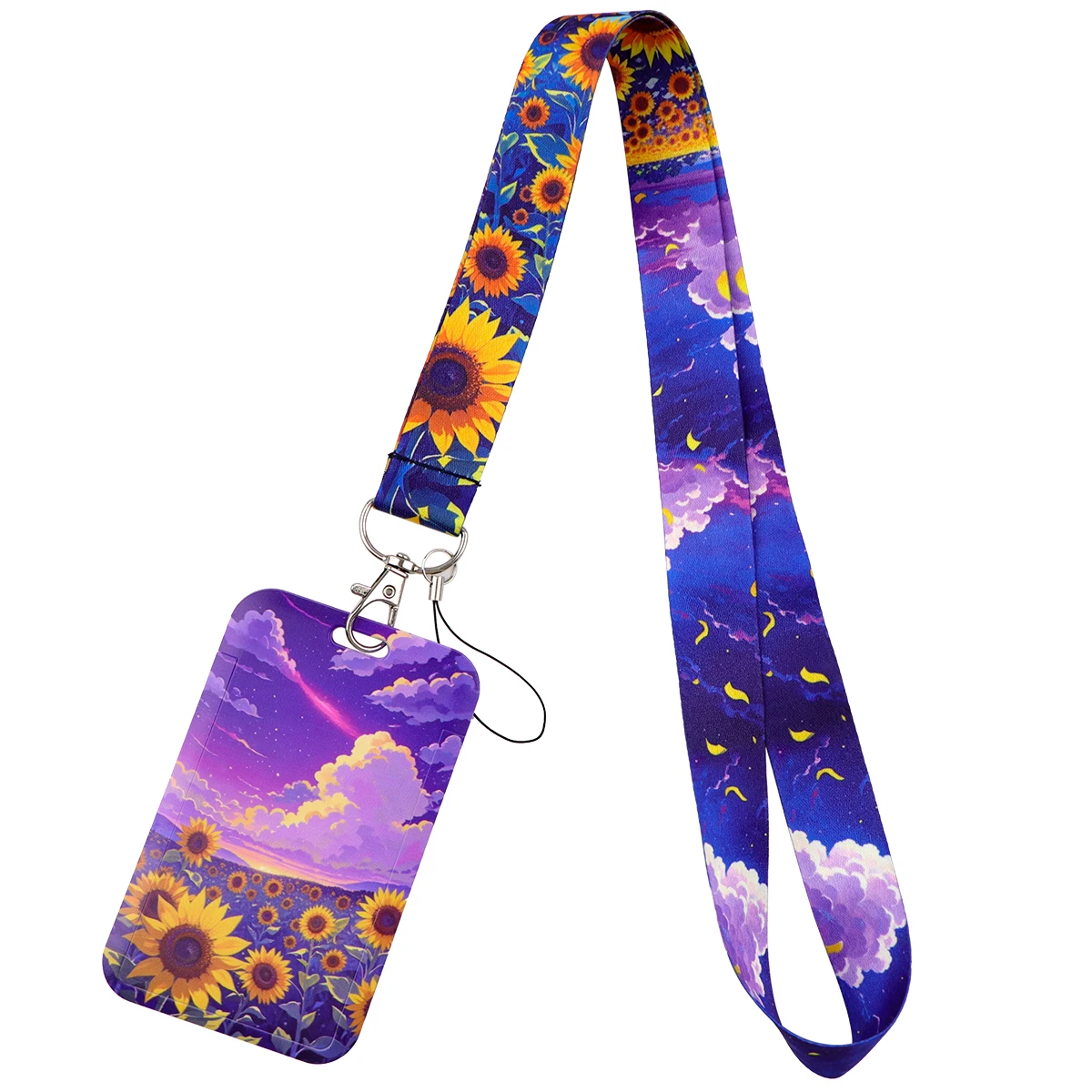 Sunflower Field Lanyard for Key Neck Strap Card ID Badge Holder Key Chain Women Key Holder Keyring Accessories Holiday Gift