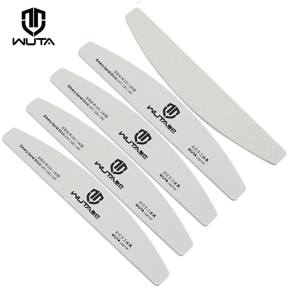 WUTA 5Pcs Emery Grit Sanding Sticks Strong Nail Files 100/240 Grit Reusable Double Sided Polished Board For Manicure & Craft