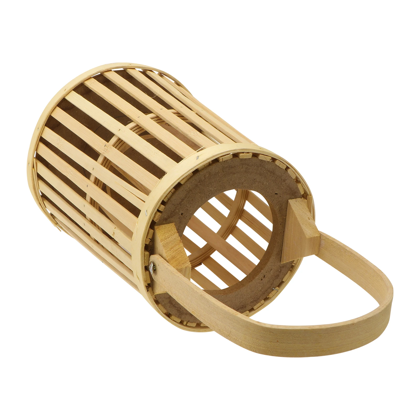 

1pc Woven Hanging Wood Retro Wind Lantern Decor Khaki Reusable For Wedding Party Christmas Decorative Light