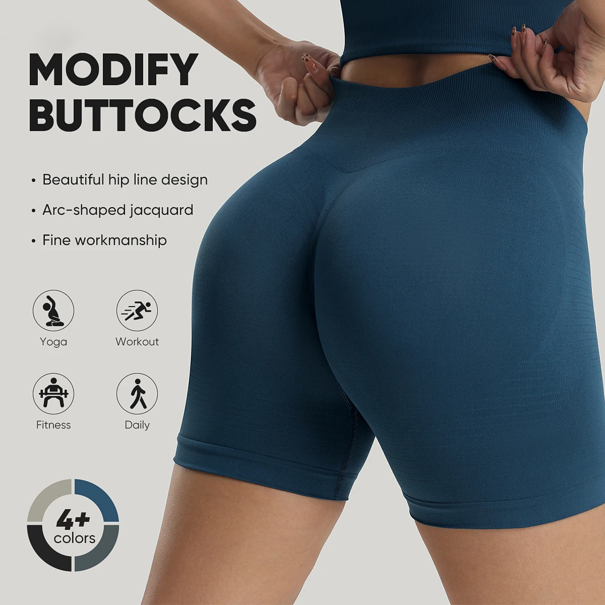 

Seamless High Waist Fitness Shorts Women's Breathable Yoga Running Shorts Waist-Cinching Athletic Tights for Jogging&Gym