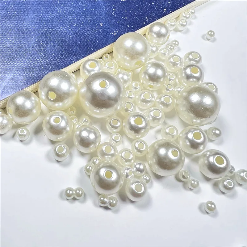 5mm through hole abs imitation pearl beads diy beaded mobile phone shell clothing shoes clothing bag accessories