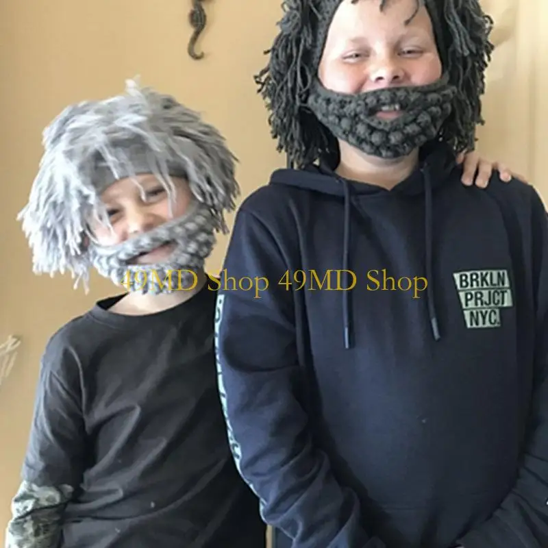 Gorro peluca tejido estilo cavernícola 49MD hecho a mano con hilo acrílico para brindar calidez y ajuste en los deportes