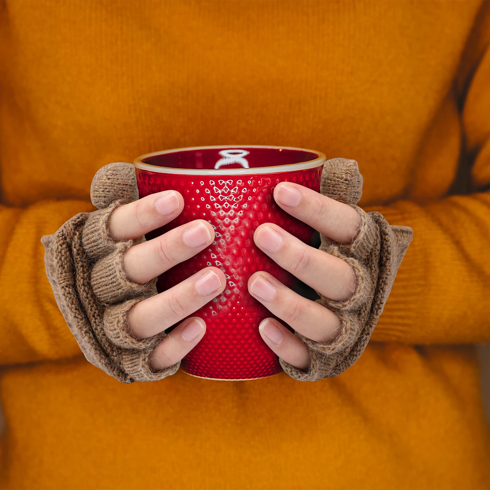 

1Pair Warm Winter Gloves Womens Wool Convertible Mittens Fold-Back Flap Hand Warmer Driving Gloves