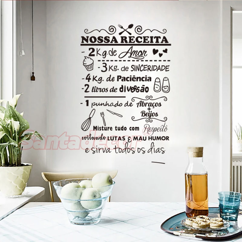 Portuguese Stickers Nossa Receita Wall Art Decal Living Room Home Decor Poster House Decoration Wallpaper