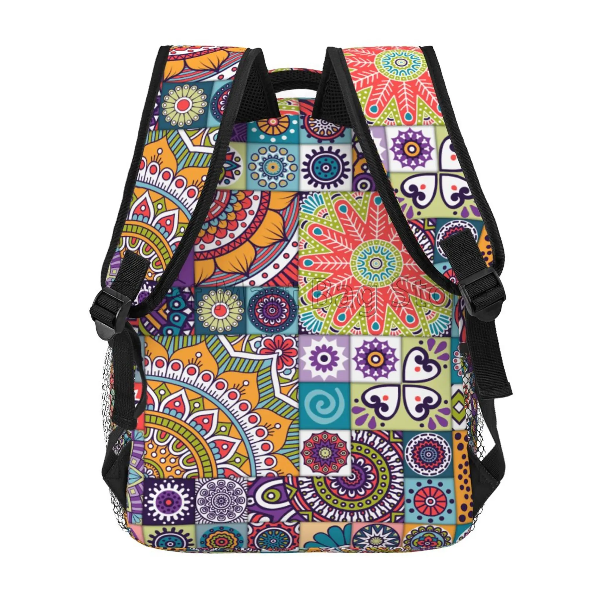 Ethnic Mandala Floral Pattern Travel Backpack for Women Girls Casual Lightweight Shoulder Bags School Student Bookbag Daypack