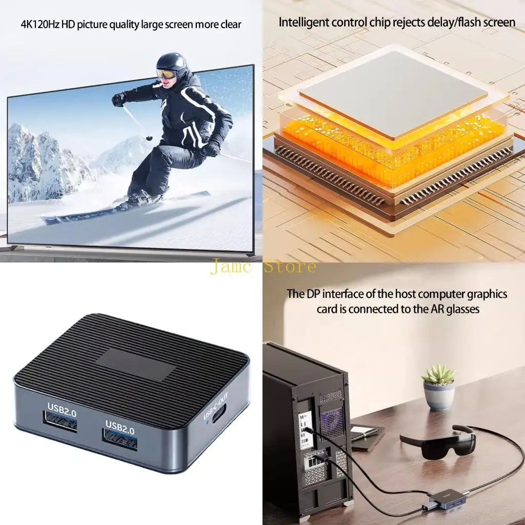 LX0B MultiPort USB C To  Converters 4K120Hz DSC Support For AR Glasses