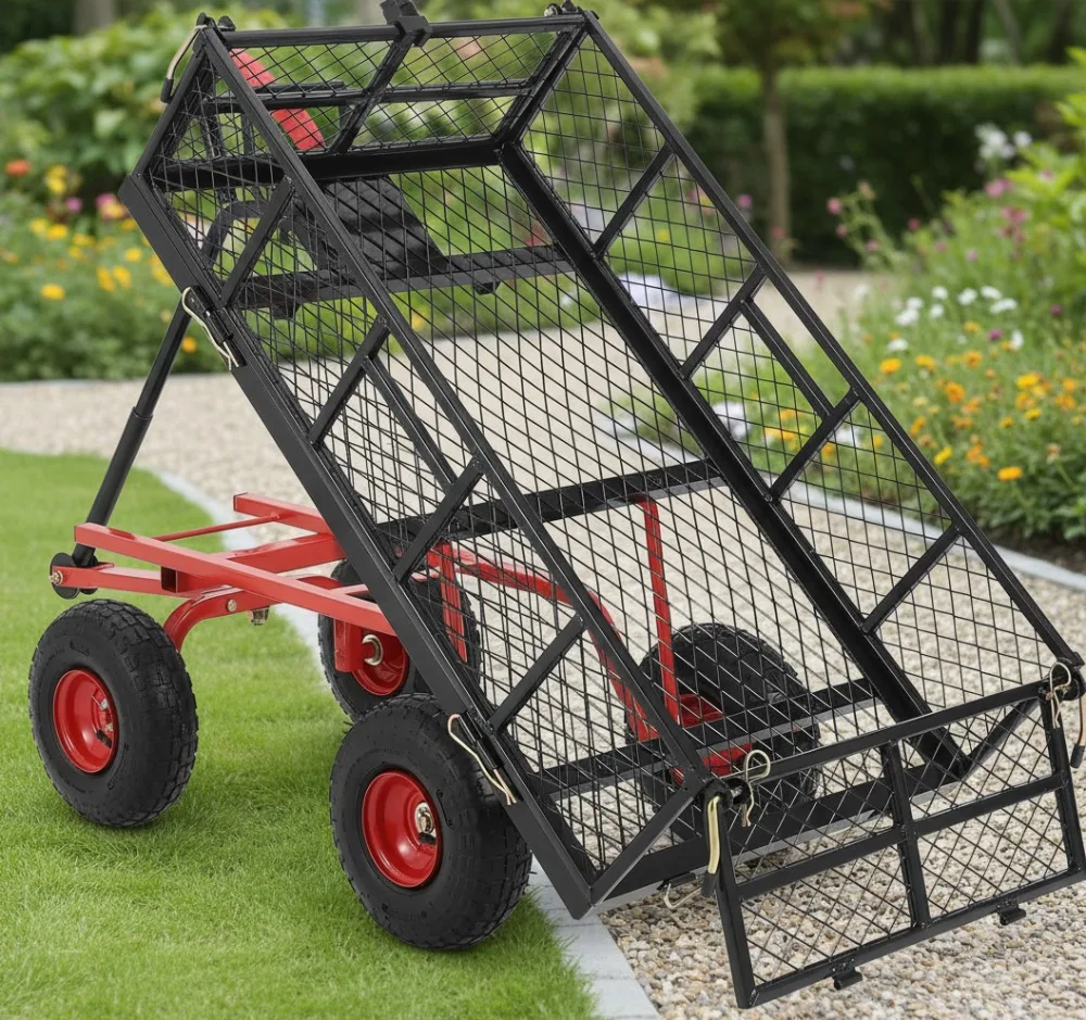 

Сверхмощная садовая тележка со съемными боками и 10-дюймовыми вездеходными колесами, универсальная тележка