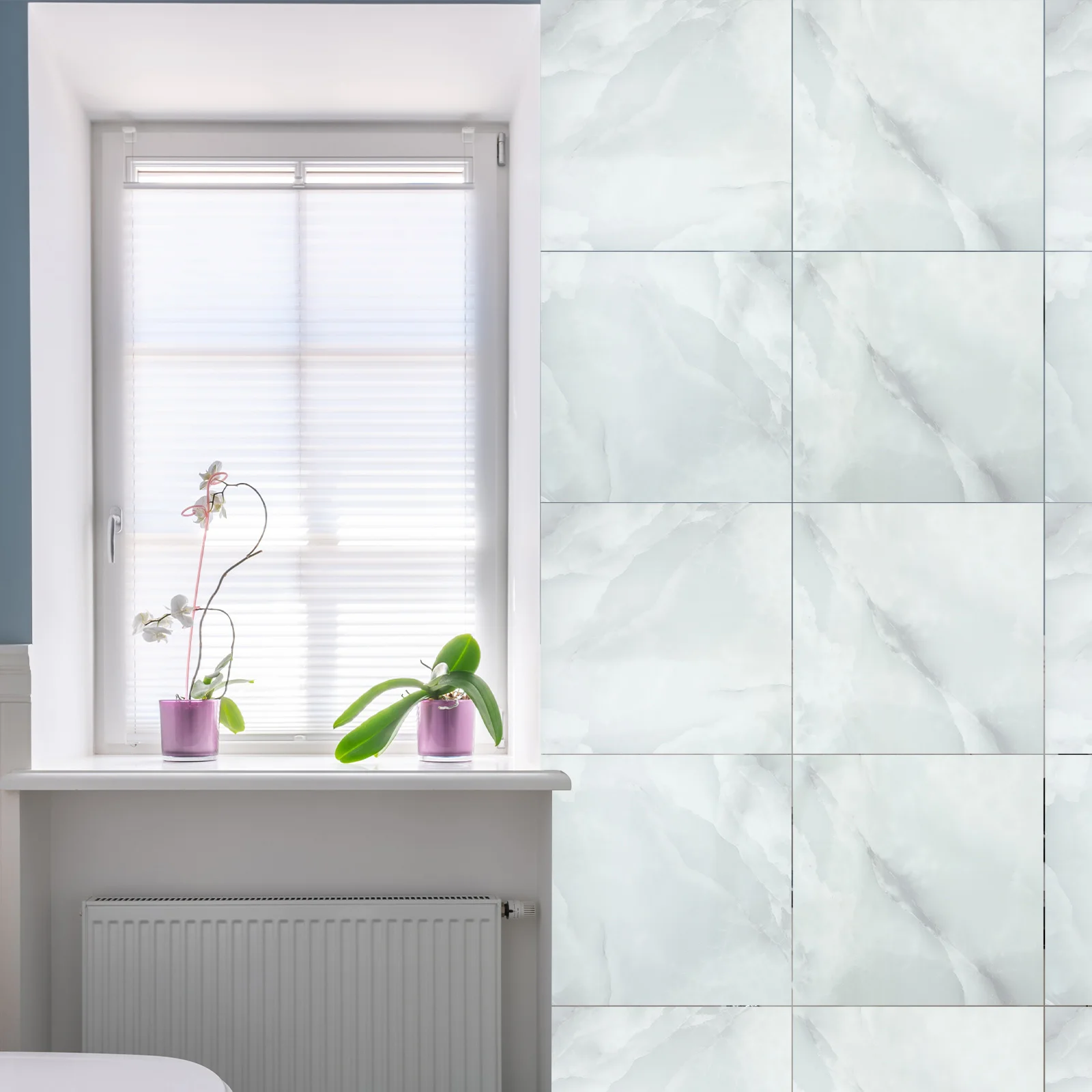 

10Pcs Marble Effect Wall Tiles Self Adhesive Waterproof Peel Stick Bathroom Kitchen Tile Stickers Removable DIY Home Decor