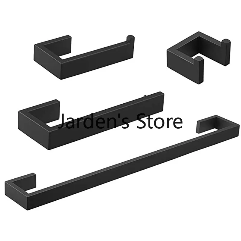 

Bathroom Hardware Set Accessories Matt Black Shelf Robe Hook Hanger Towel Rail Bar Rack Tissue Paper Holder Stainless Steel