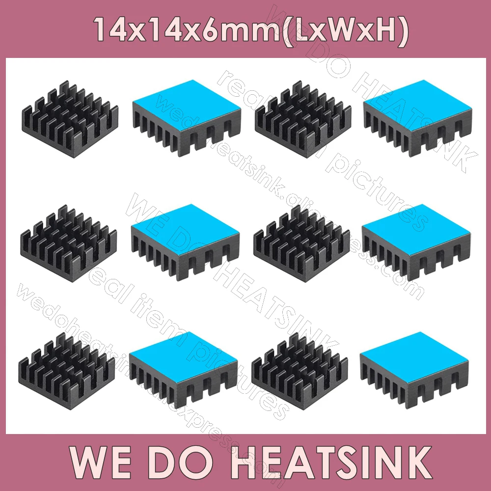 

WE DO HEATSINK 14x14x6mm Without or With Thermal Pad Black Aluminum Heatsink Radiator Cooling For Electronic Chip IC 3D Printer