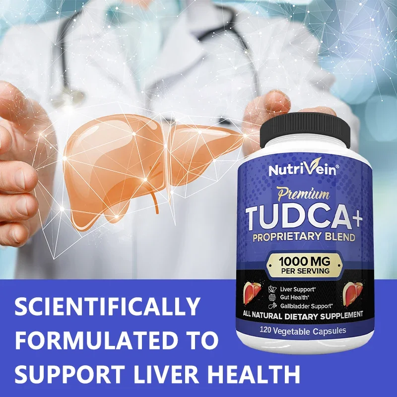 TUDCA+ Liver Support Supplement 1000mg - Liver Detox & Cleanse, Promotes Healthy Liver Function, Natural Antioxidant Supplement