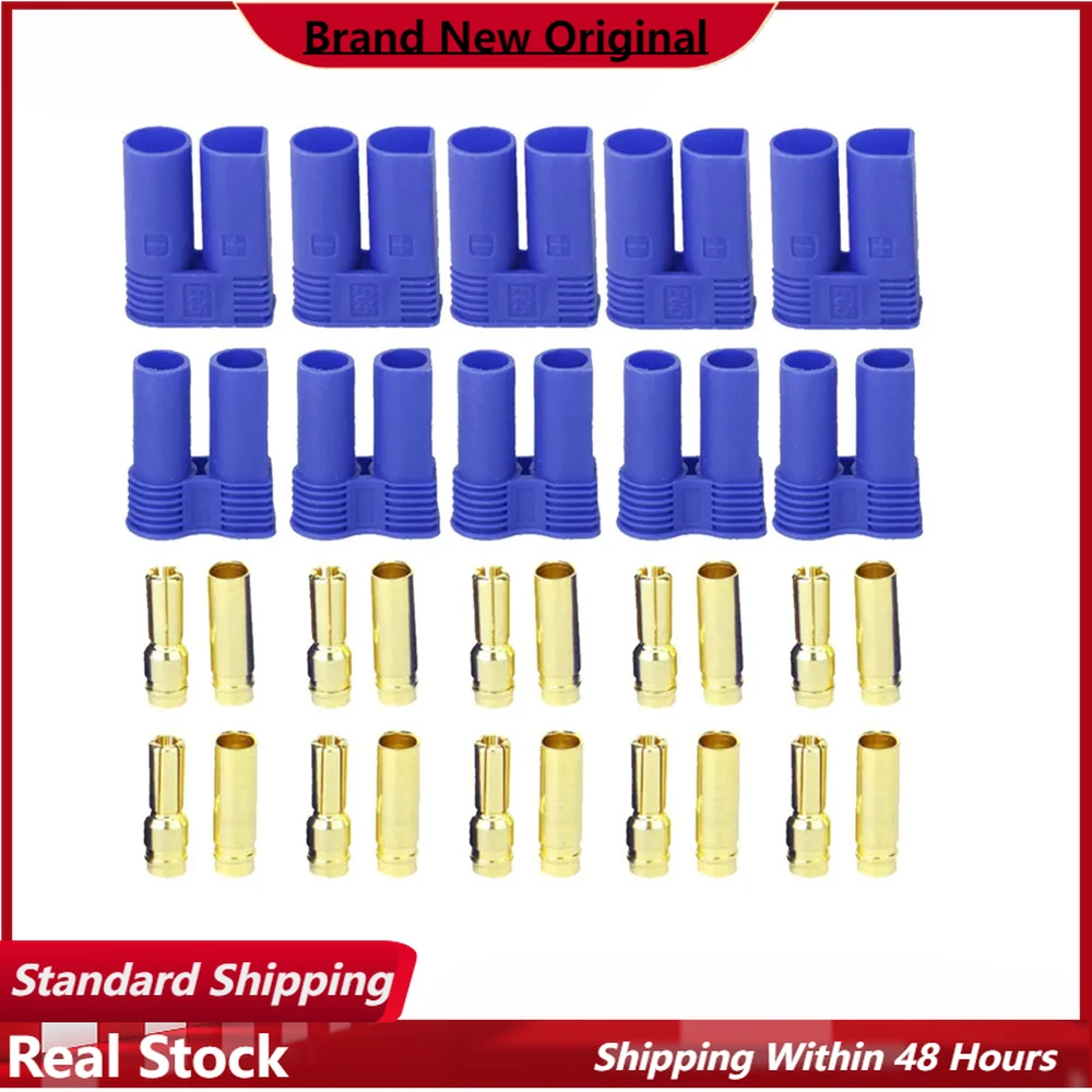 

5Pairs(5 Male+5 Female) EC5 Banana Plug Bullet Connector for RC Model Airplane Helicopter Vehicle Car FPV Drones DIY Parts