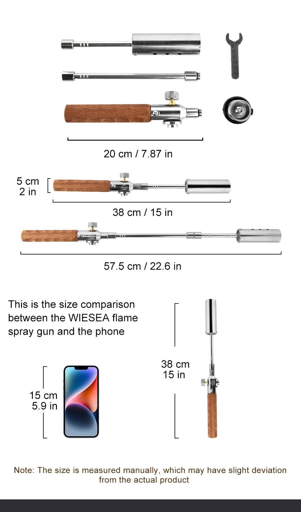 Widesea Flammenwerfer mit langem Griff, abnehmbare tragbare Camping-Taschenlampe aus Edelstahl, leicht zu tragen, für den Feuerstart im Freien, Grillen, C – Detail 2