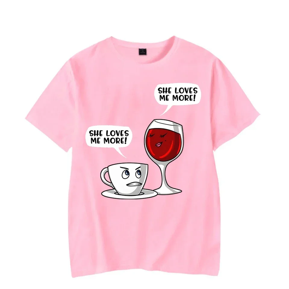 Y2k T Shirt for Men Coffee Wine She Loves Me More Graphic T Shirts Short Sleeve Tee Hip Hop Streetwear Harajuku Fashion T-shirts