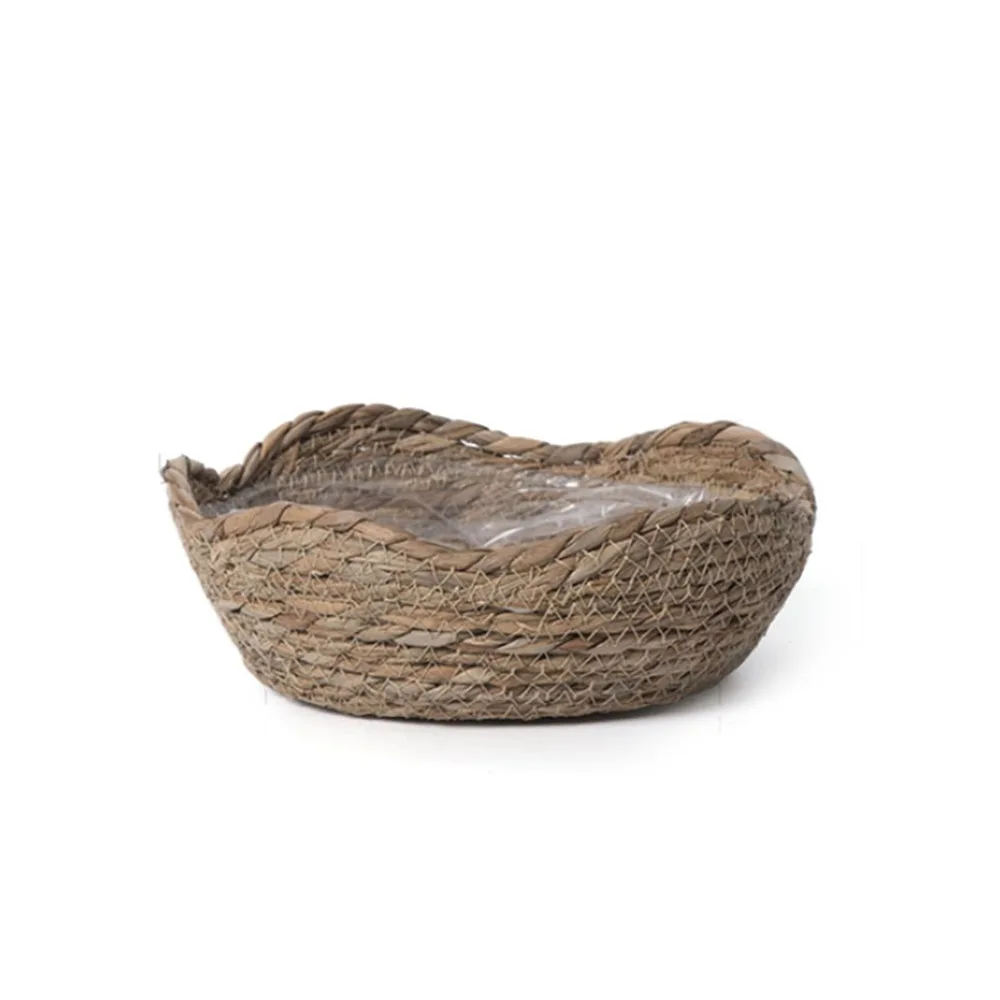 

New Multicolor Grass Weaving Flowerpot Flower Shape Natural Storage Basket Photo Props Cafe Office Box Planter Indoor Outdoor