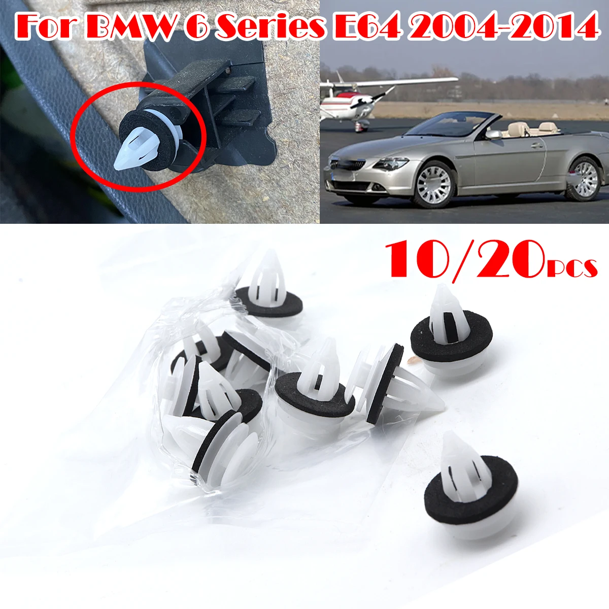 

10/20Pcs For BMW 6 Series E64 2004-2014 MINI R50 R52 R53 F56 Renault Logan 1 Car Door Card Panel Trim Fascia Lining Clip Rivets
