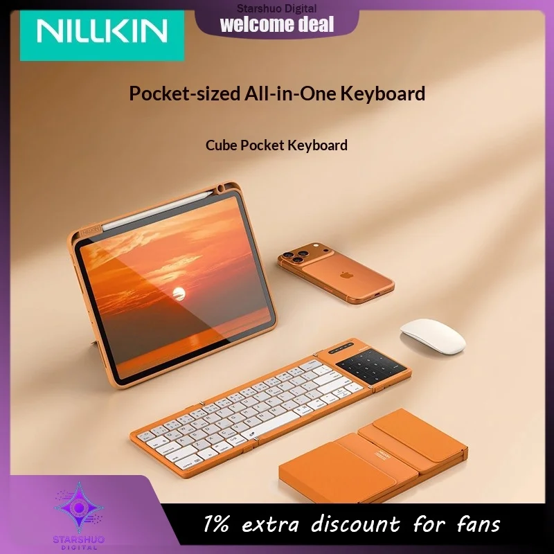 

Nillkin New Foldable Keyboard For iPad and Laptop Bluetooth Wireless Magic Touch Compact Portable Office Trackpad Keyboard