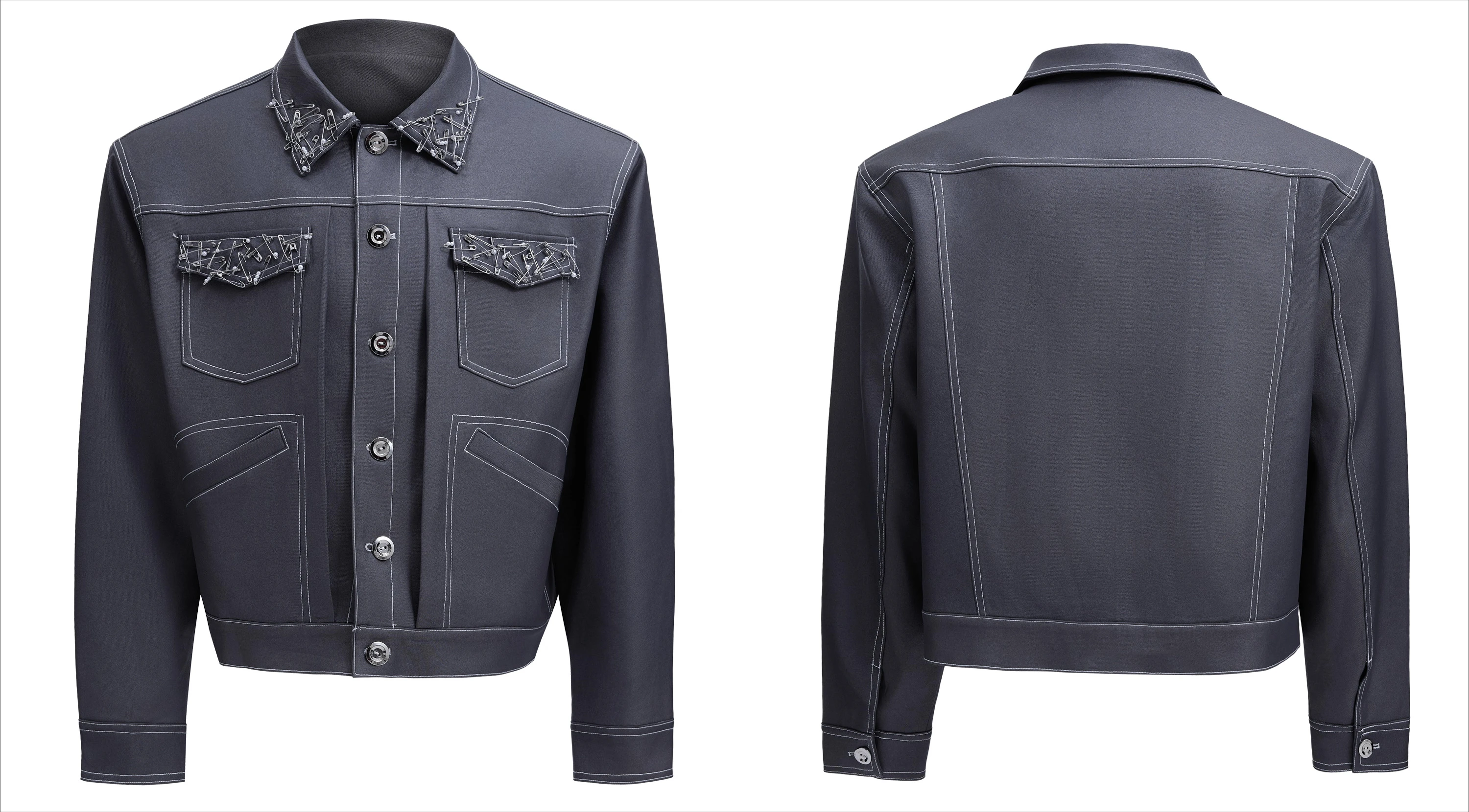 Men's 2025 Autumn New Two-piece Sets Male Chic Handmade Pin Design Long-sleeve Jackets Cotton Trousers 2pcs High-end Men's Sets