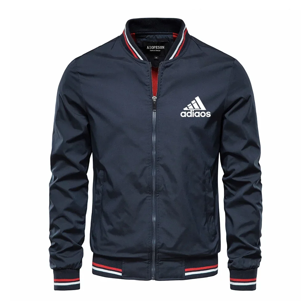 

2026 Model Men's Windproof Jacket, Outdoor Casual Sport with Zipper Striped Baseball Jacket, Fashionable Coat