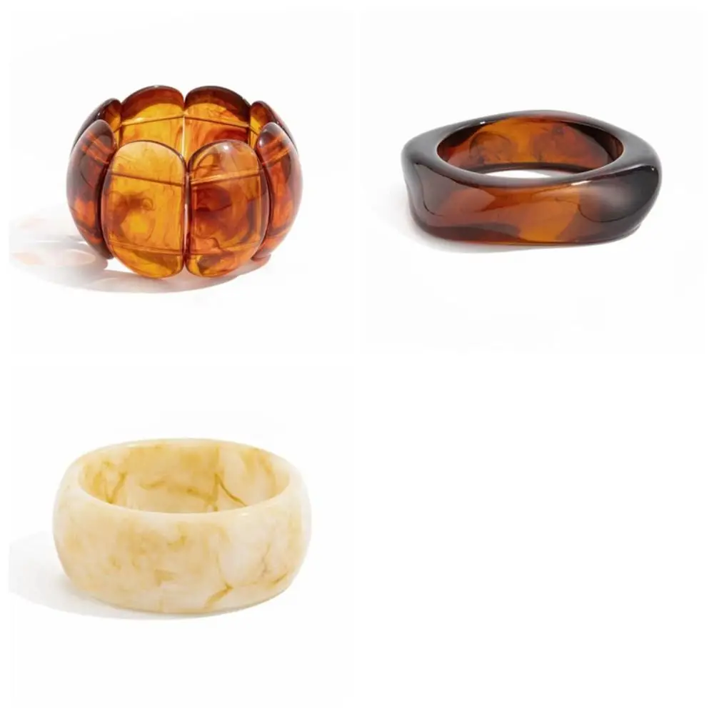 الإبداعية البوهيمي الاكريليك الإسورة Y2K لطخ غير النظامية واسعة سوار أوروبا الأمريكية نمط هندسي الرجعية خاتم اليد هدية #6