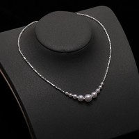 925 Sterling Silver Pearl Necklace 9/7MM Dainty Round Imitation Pearl Choker Necklace Delicate Jewelry For Women Wedding Gift