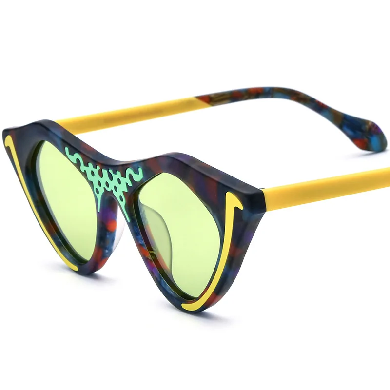 Niche art cat eye sunglasses polarized UV400 men\'s and women\'s fashion personality riding colored glasses sunscreen sunglasses