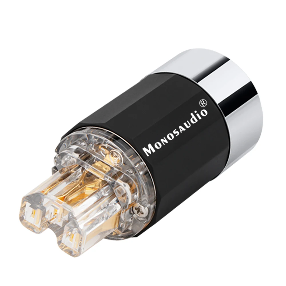 Monosaudio US-Stromanschlussstecker, 4N-Gehäuse aus reinem Kupfer und Aluminiumlegierung, männlich, weiblich, Stromkabelanschlüsse, vergoldete Stecker – Detail 4
