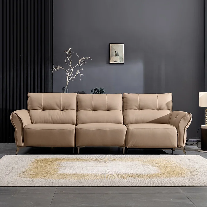

Modern Electric 1+2+3 Set Sofa Recliner Three-Seater With Extendable Feature Wood Frame and Fabric Upholstery