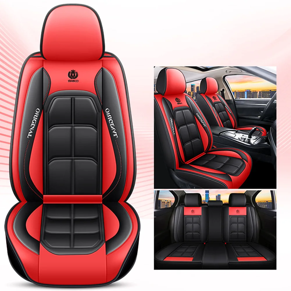 Universal Car Seat Cover PU Leather Front Seat Cover Rear Split Bench Cover All Season Easy Install Seat Protection for Car SUV