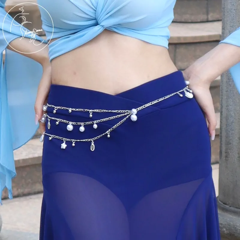 

Customized Belly Dance Waist Chain Practice Clothing Accessories Pearl Fairy Belt Oriental Dance Watch Performance Belt