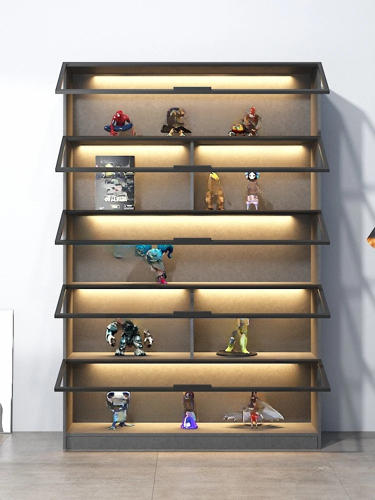 نموذج خزانة ذات شكل فاخر وخفيف يعرض خزانة كتب زجاجية بباب شفاف