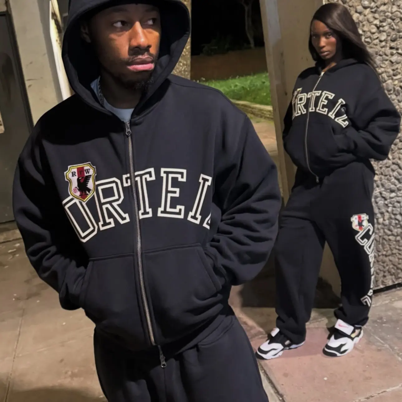 

American Sports Sle Hooded Zipper Sweatirt Set Men's Fce Letter Print Long Pants Two-Piece Casual Comfortable Streetwear