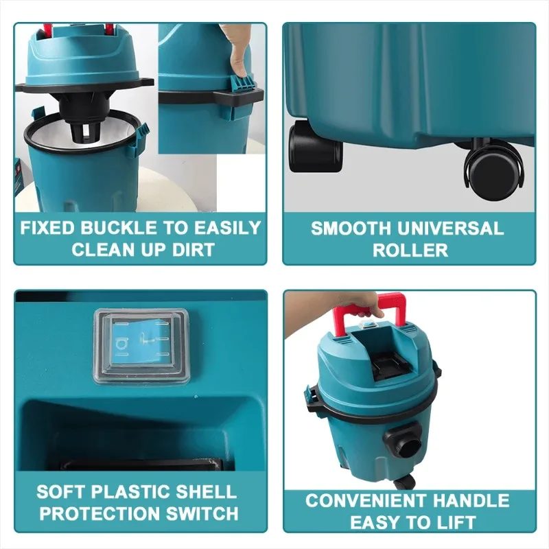 Wiederaufladbarer 10L Nass-/Trockensauger Akku-Fassstaub Auto Tierhaare Multifunktions-Sammlermaschine für Makita 18V Akku