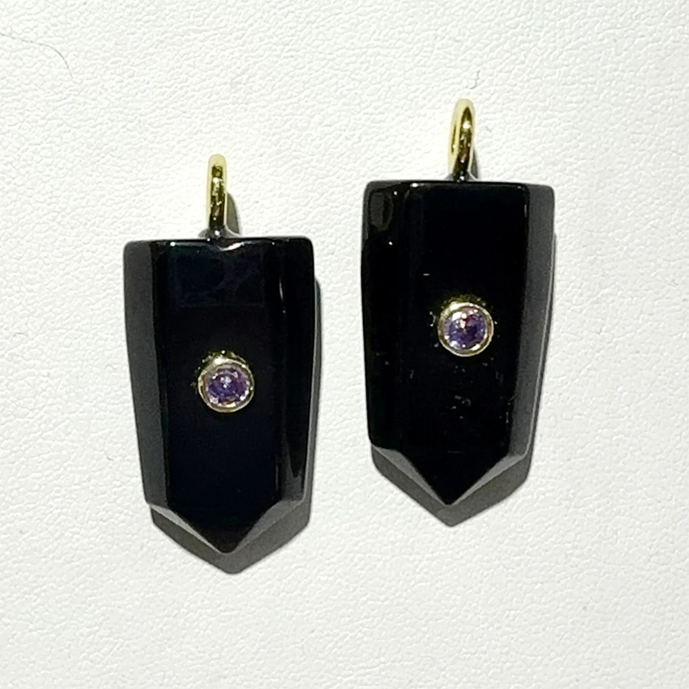 Naturstein Amethyst Tigerauge Labradorit mit Zirkonia eingelegter geometrischer Anhänger DIY Halskette Ohrringe Modeschmuck – Detail 19