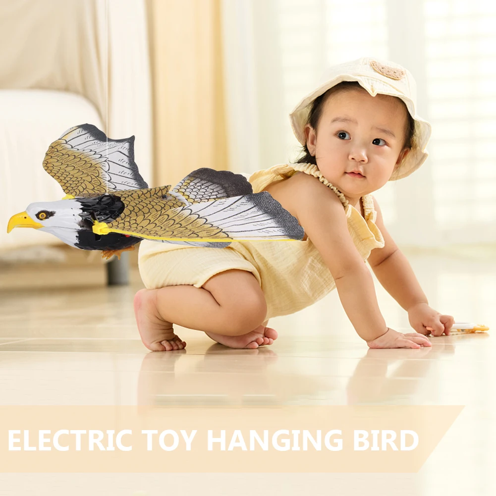 Juguete de águila colgante de techo eléctrico, luz y música, juguete interactivo de pájaro halcón sin batería, regalos, decoración de jardín