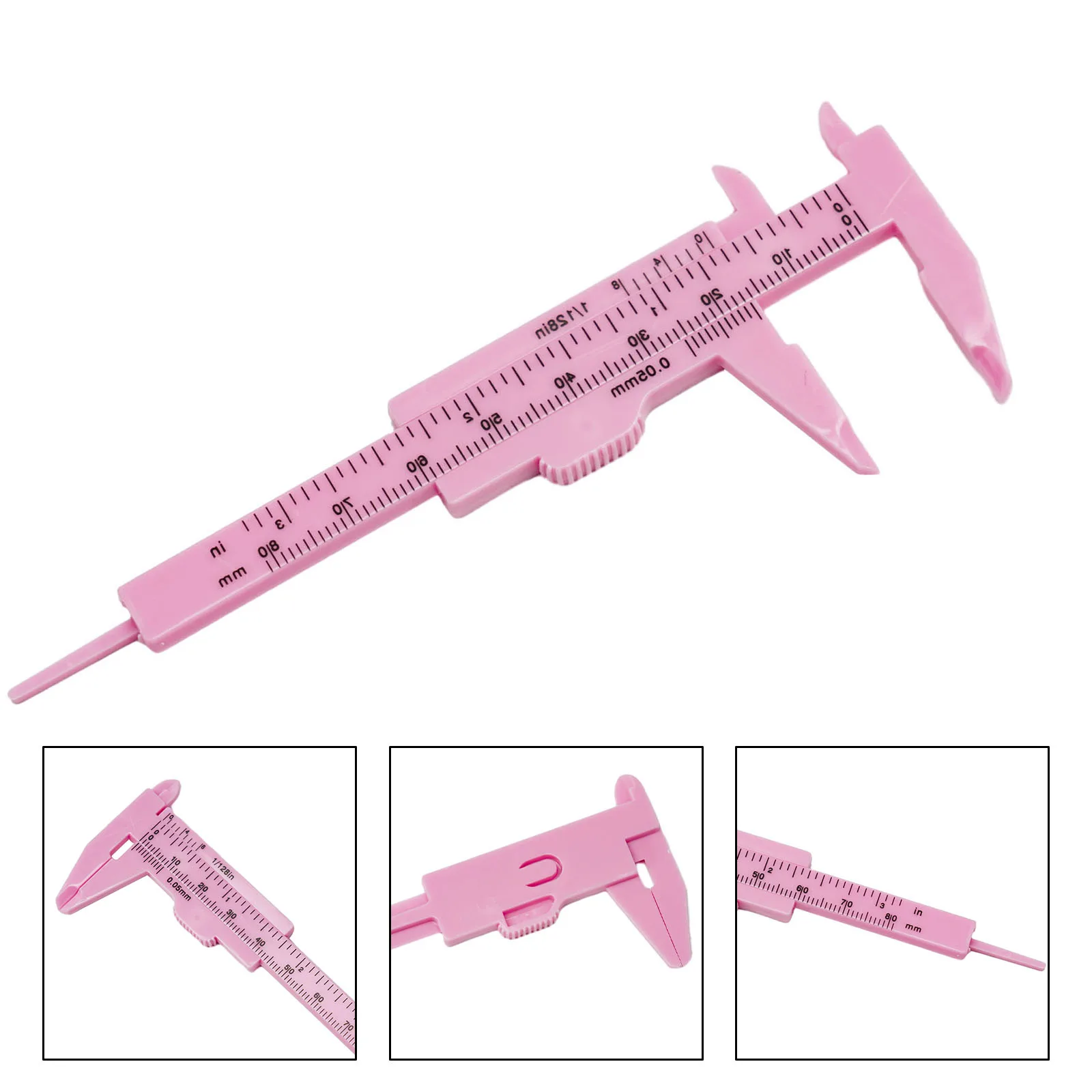 

Ruler Calipers For Measuring Depth Lightweight Measuring Tools Pink/Rose Red Plastic Rustproof Woodworking 0-80mm